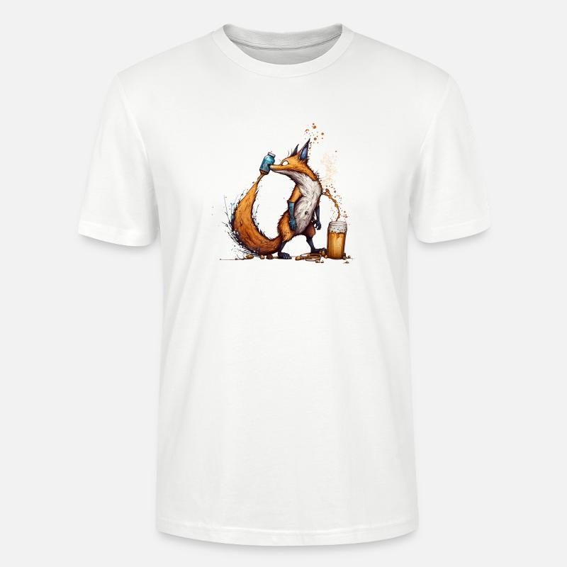 Cooler Fuchs spielt mit Bier - Stanley/Stella Unisex Bio-T-Shirt CRAFTER - Weiß