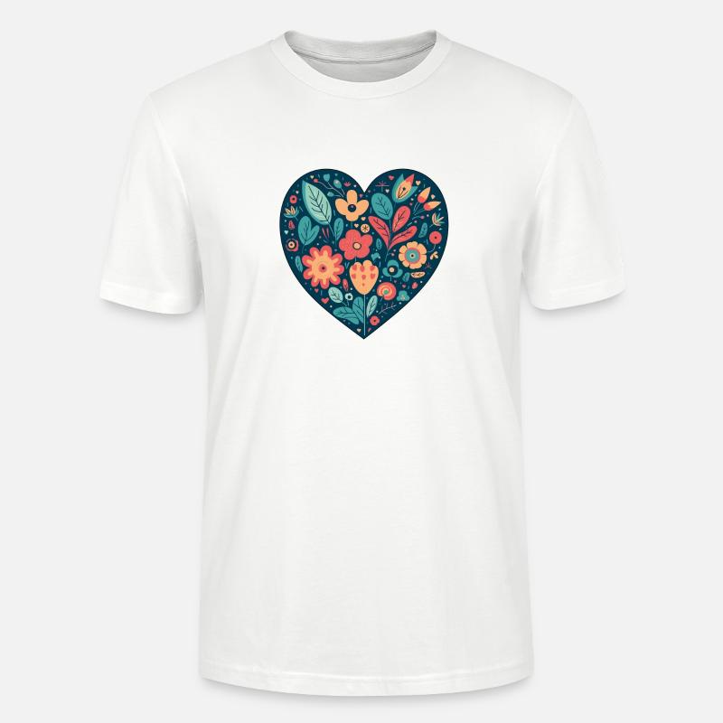 Blumiges Herz - Stanley/Stella Unisex Bio-T-Shirt CRAFTER - Weiß