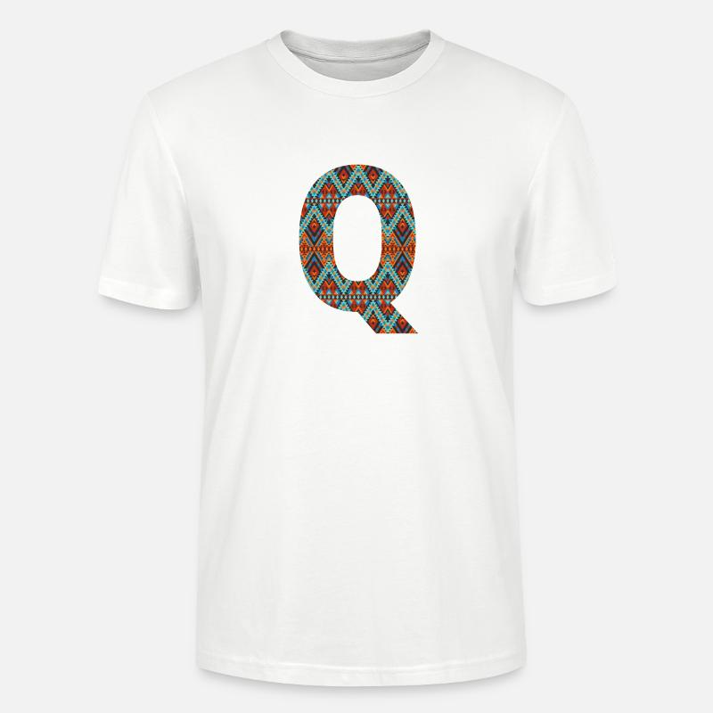 Buchstabe Q - Boho-Design, buntes Monogramm - Stanley/Stella Unisex Bio-T-Shirt CRAFTER - Weiß