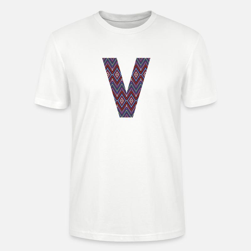 Monogramm Buchstabe V - geometrisches Muster - Stanley/Stella Unisex Bio-T-Shirt CRAFTER - Weiß