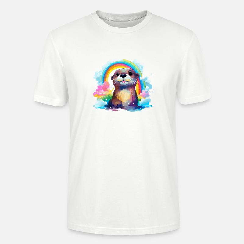 der Otter im Regenbogen - Stanley/Stella Unisex Bio-T-Shirt CRAFTER - Weiß
