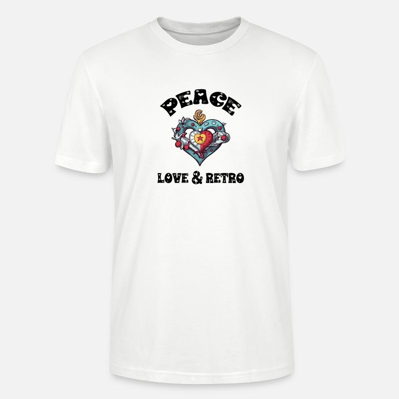 Frieden, Liebe und Retro - Stanley/Stella Unisex Bio-T-Shirt CRAFTER - Weiß