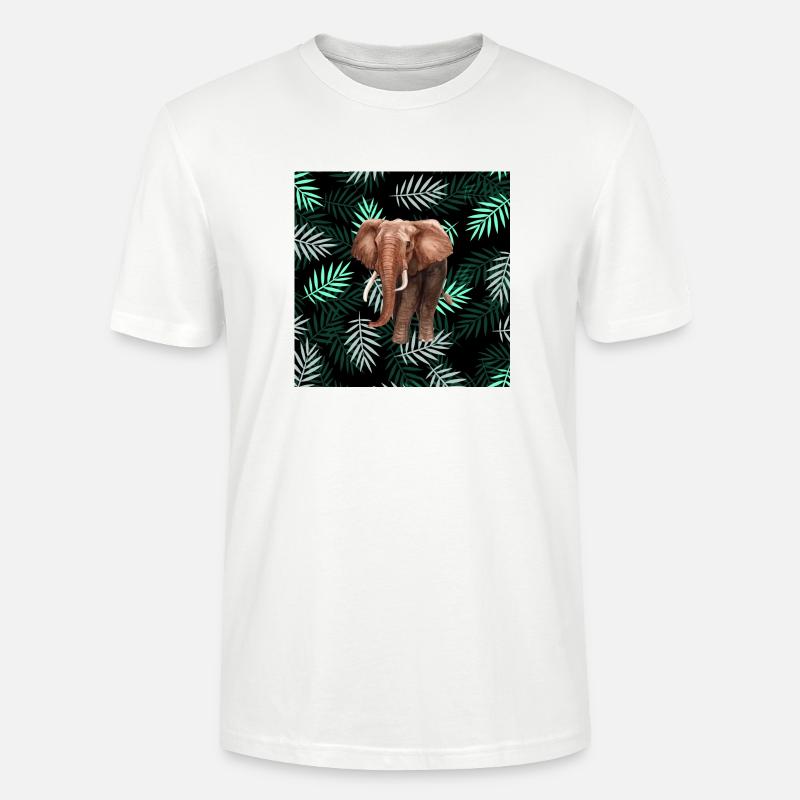 Palmen-Muster, Elefant Palm Pattern, Elephant - Stanley/Stella Unisex Bio-T-Shirt CRAFTER - Weiß