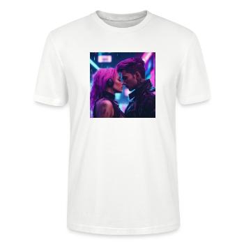 Cyberpunk Päärchen küsst sich - Stanley/Stella Unisex Bio-T-Shirt CRAFTER - Weiß - Vorne - Alina (178cm) & Michal (187cm)