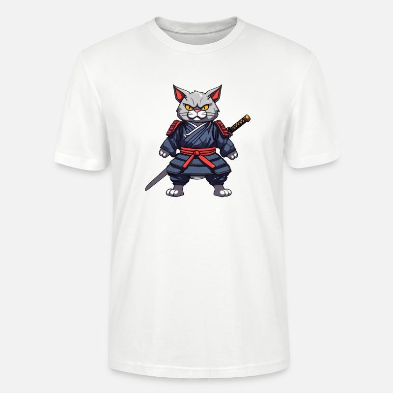 Samurai-Katze #5 - Stanley/Stella Unisex Bio-T-Shirt CRAFTER - Weiß