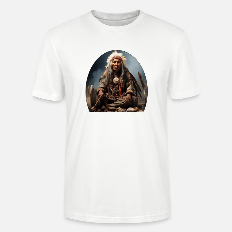 Indianerhäuptling mit Federschmuck - Stanley/Stella Unisex Bio-T-Shirt CRAFTER - Weiß