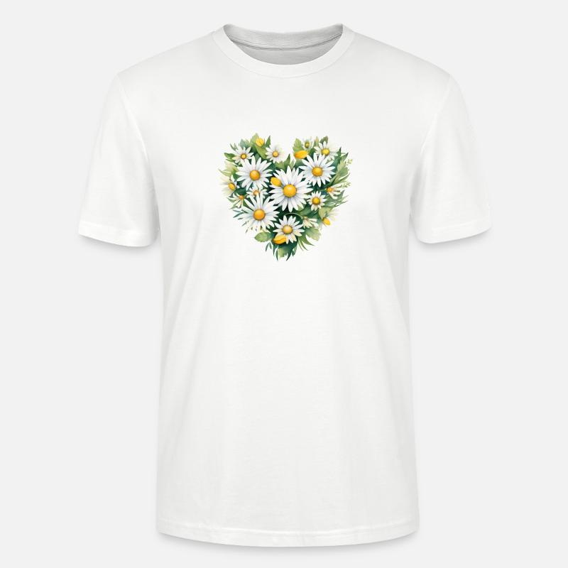 Gänseblümchen-Herz - Stanley/Stella Unisex Bio-T-Shirt CRAFTER - Weiß