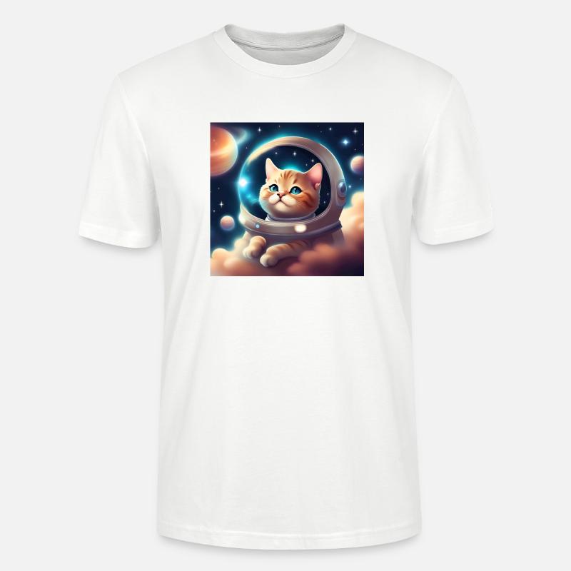 Chat mignon dans l’espace - T-shirt bio CRAFTER Stanley Stella Unisexe - blanc