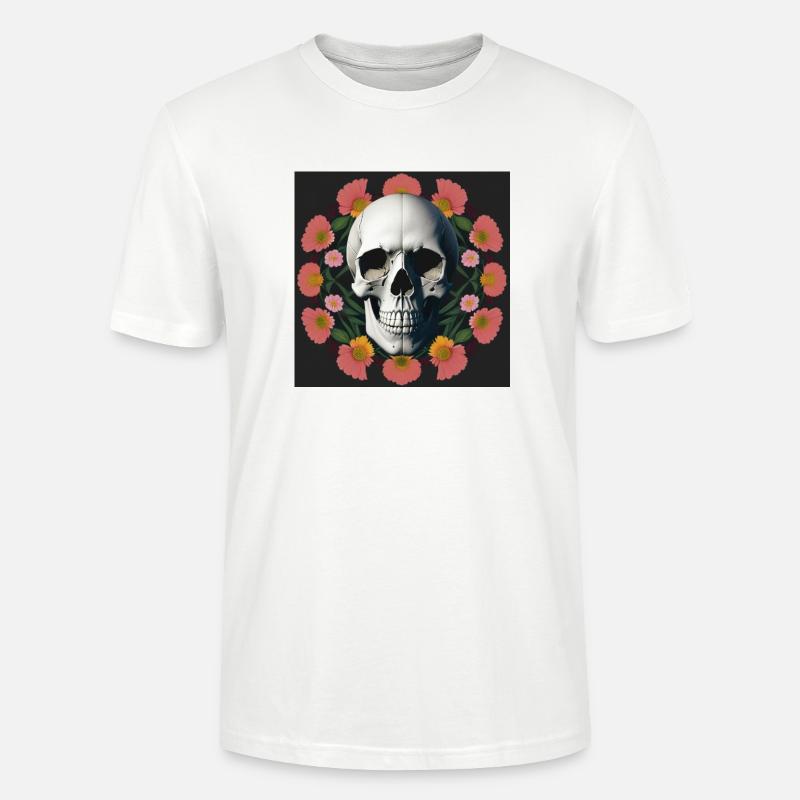 Flower-Skull - Stanley/Stella Unisex Bio-T-Shirt CRAFTER - Weiß