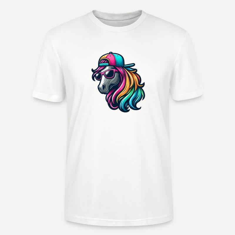 Regenbogen Cooles Pferd - Stanley/Stella Unisex Bio-T-Shirt CRAFTER - Weiß