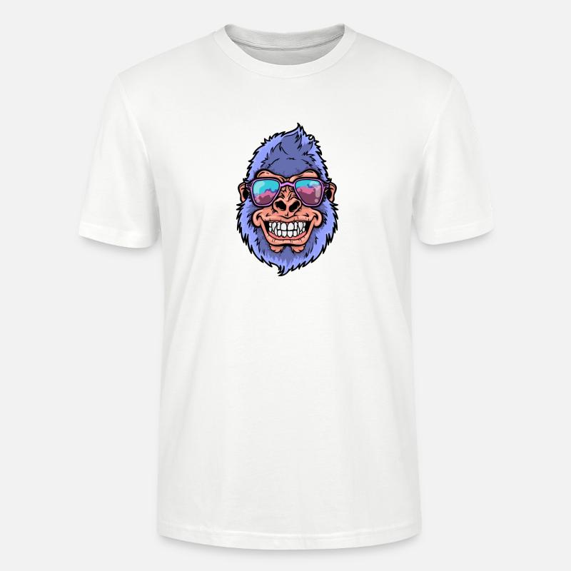 Gorilla mit Sonnenbrille - Stanley/Stella Unisex Bio-T-Shirt CRAFTER - Weiß