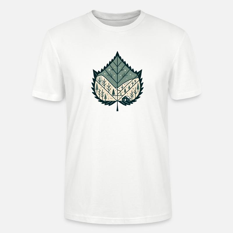 Blatt mit winterlicher Landschaft - Stanley/Stella Unisex Bio-T-Shirt CRAFTER - Weiß