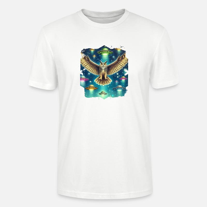 Mystische Eule UFO-Begegnung - Stanley/Stella Unisex Bio-T-Shirt CRAFTER - Weiß