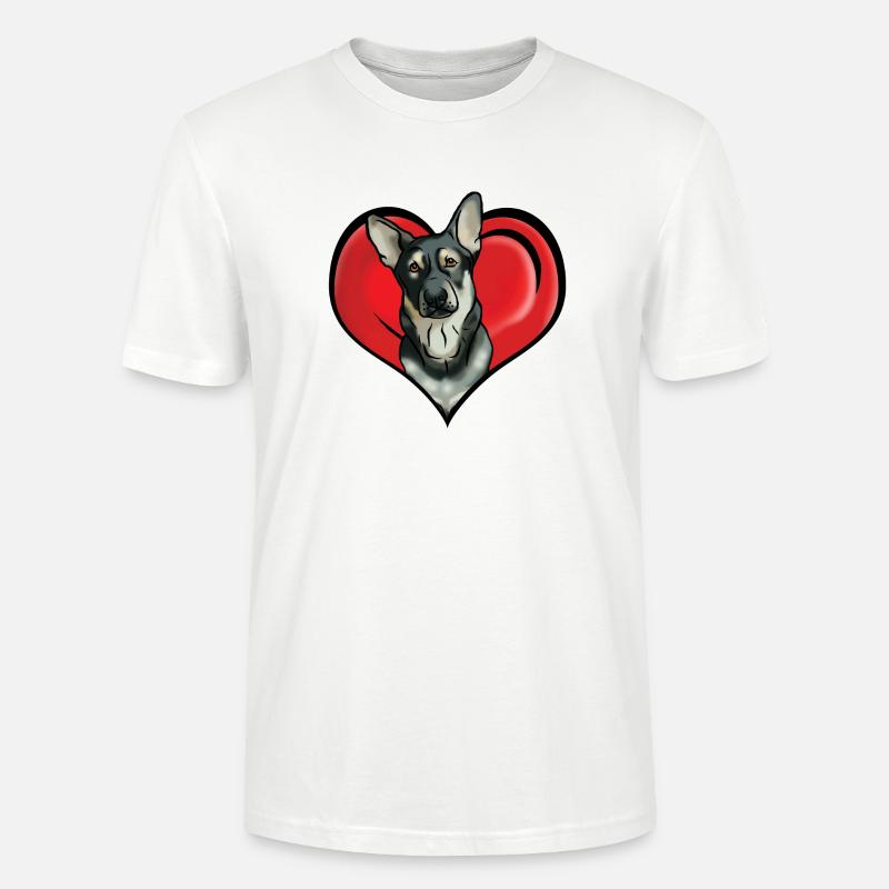 Comic Deutscher Schäferhund im Herz - Stanley/Stella Unisex Bio-T-Shirt CRAFTER - Weiß
