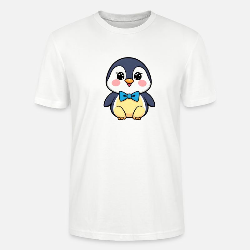 Fröhlicher Pinguin mit blauer Fliege - Stanley/Stella Unisex Bio-T-Shirt CRAFTER - Weiß