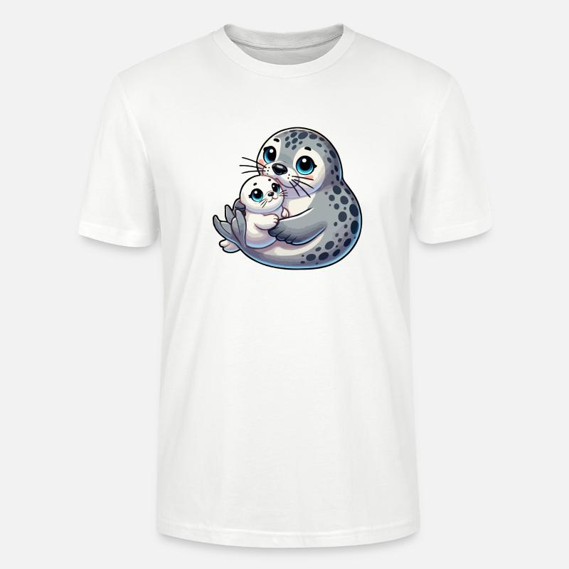 Robbenmutter mit Kind - Stanley/Stella Unisex Bio-T-Shirt CRAFTER - Weiß