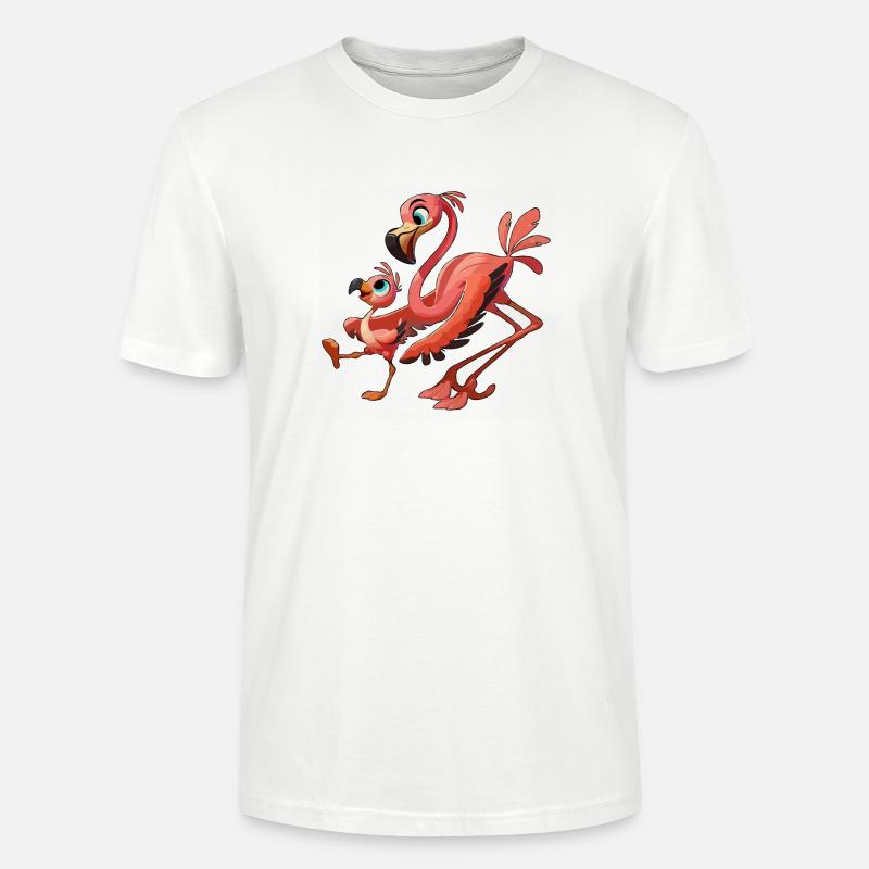 Flamingo-Mutter mit herumtollendem Kind - Stanley/Stella Unisex Bio-T-Shirt CRAFTER - Weiß