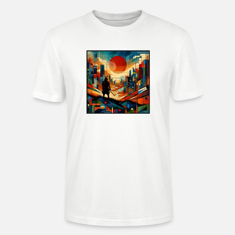 Samurai vor roter Sonne - Stanley/Stella Unisex Bio-T-Shirt CRAFTER - Weiß