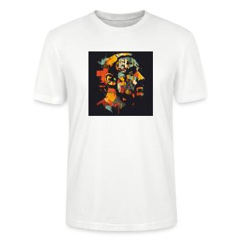 Bitcoin Pop Art Kunst - Stanley/Stella Unisex Bio-T-Shirt CRAFTER - Weiß - Vorne - Alina (178cm) & Michal (187cm)