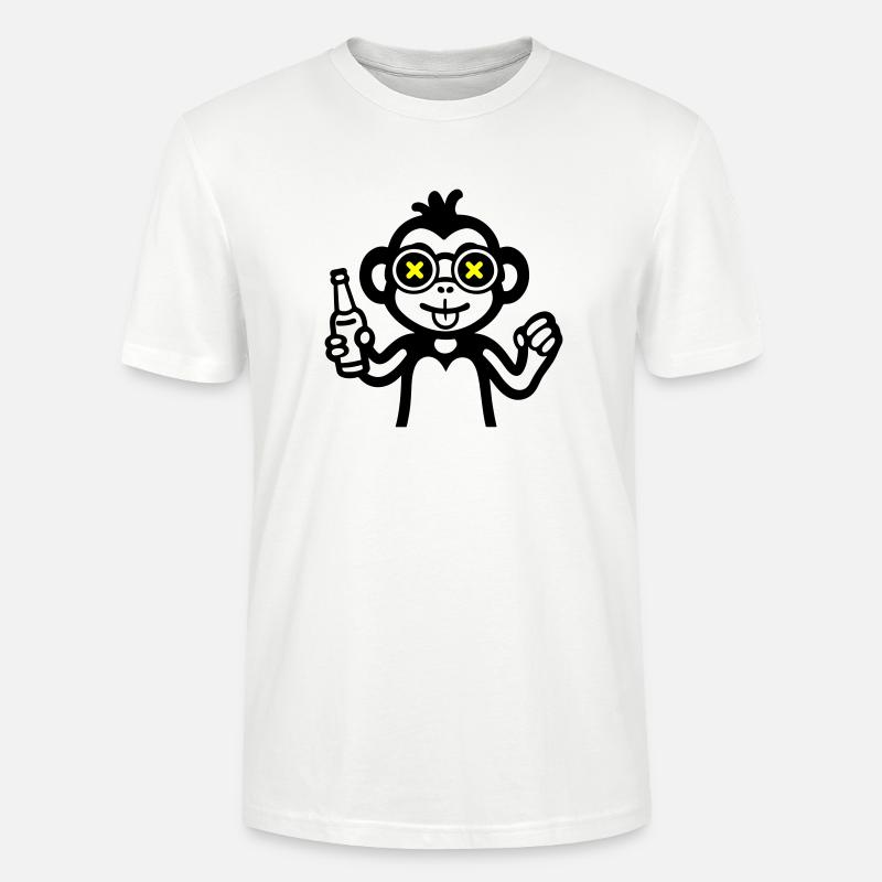 Affe Drinking Lustig Bier - Stanley/Stella Unisex Bio-T-Shirt CRAFTER - Weiß