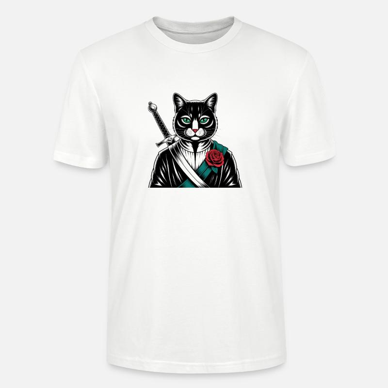 Die Samurai-Katze, die Bushido-Katze - Stanley/Stella Unisex Bio-T-Shirt CRAFTER - Weiß