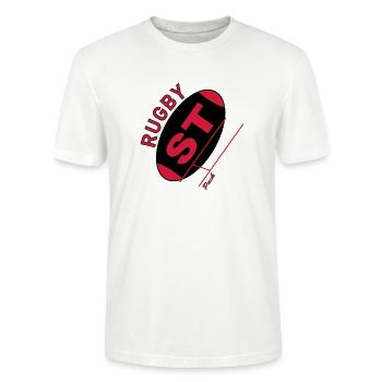 Rugby Toulouse - T-shirt bio CRAFTER Stanley Stella Unisexe - blanc - Devant - Alina (178cm) & Michal (187cm)
