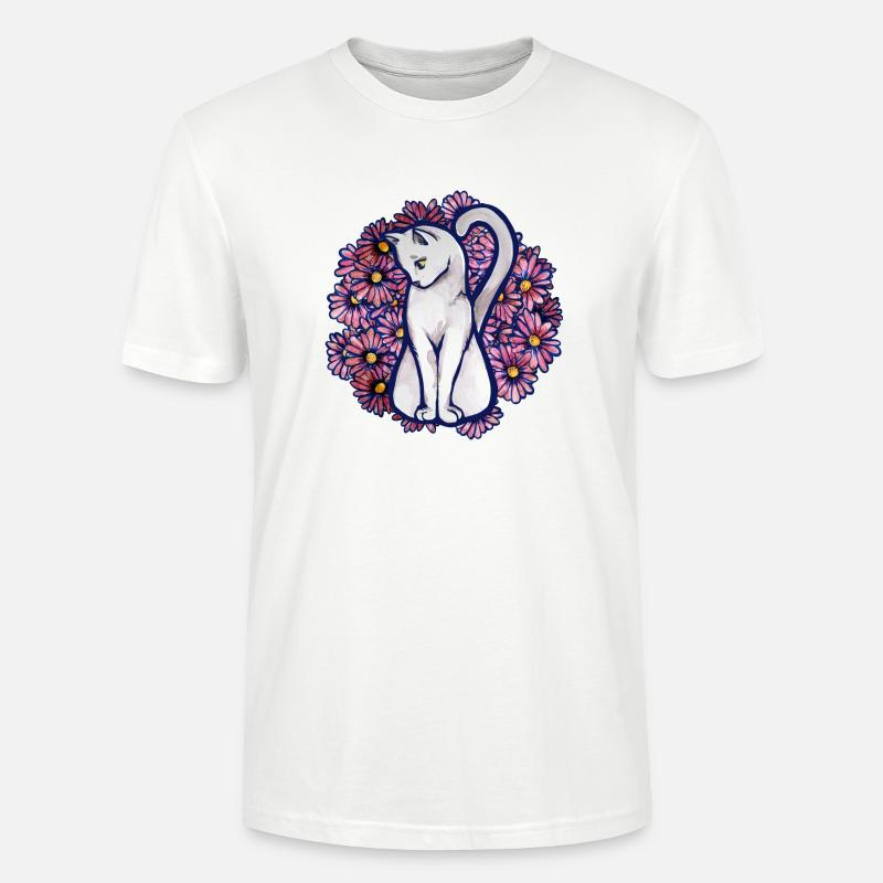 Blume Gänseblümchen Katze - Stanley/Stella Unisex Bio-T-Shirt CRAFTER - Weiß