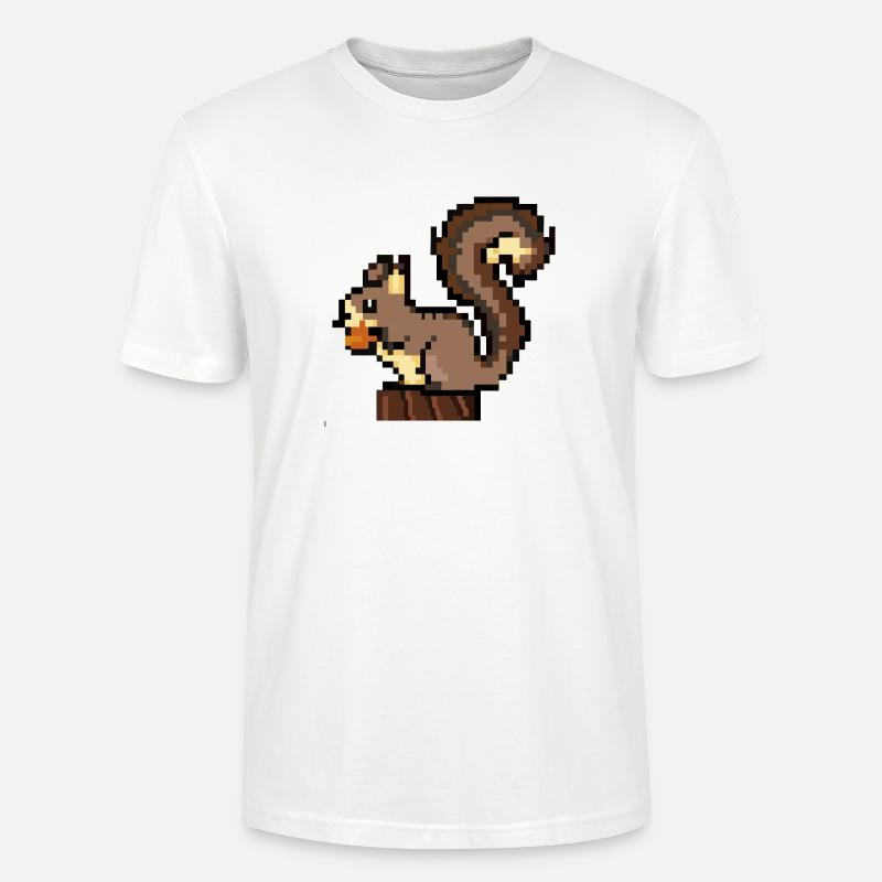 Eichhörnchen Pixel Art Geschenkidee - Stanley/Stella Unisex Bio-T-Shirt CRAFTER - Weiß