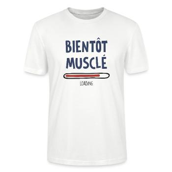 BIENTÔT MUSCLÉ - T-shirt bio CRAFTER Stanley Stella Unisexe - blanc - Devant - Alina (178cm) & Michal (187cm)