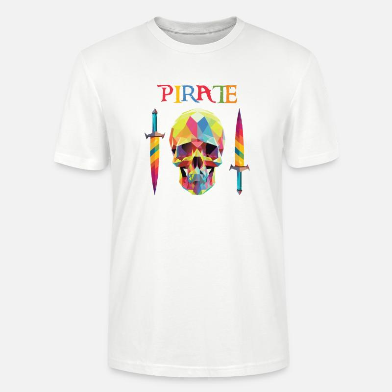 Pirat - Low-Poly-Schädel - Stanley/Stella Unisex Bio-T-Shirt CRAFTER - Weiß
