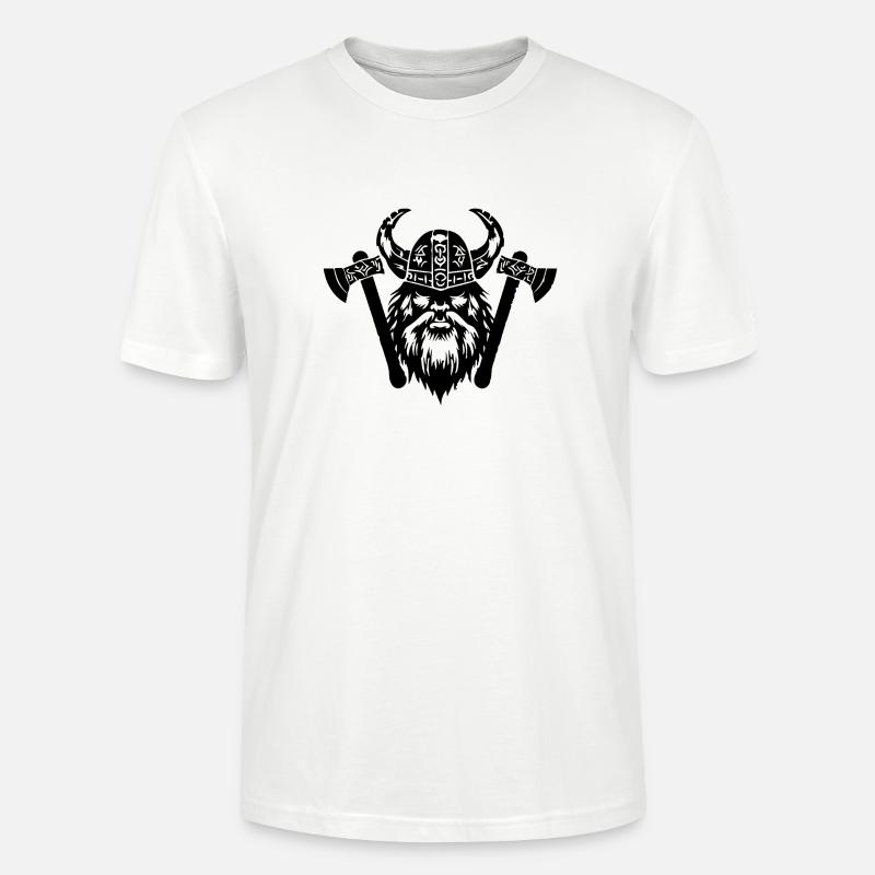 Wikinger mit Axt und Helm - Stanley/Stella Unisex Bio-T-Shirt CRAFTER - Weiß