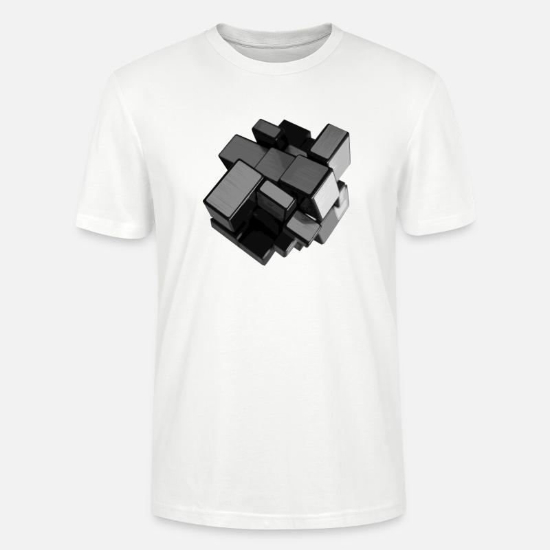 Silver-grey unstructured cube in perspective - Stanley/Stella CRAFTER Unisex Organic T-Shirt - white