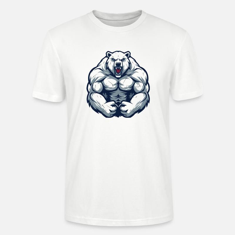 Eisbär Comic Workout - Stanley/Stella Unisex Bio-T-Shirt CRAFTER - Weiß