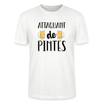 Attaquant de pintes cadeau humour bière football - T-shirt bio CRAFTER Stanley Stella Unisexe - blanc - Devant - Alina (178cm) & Michal (187cm)