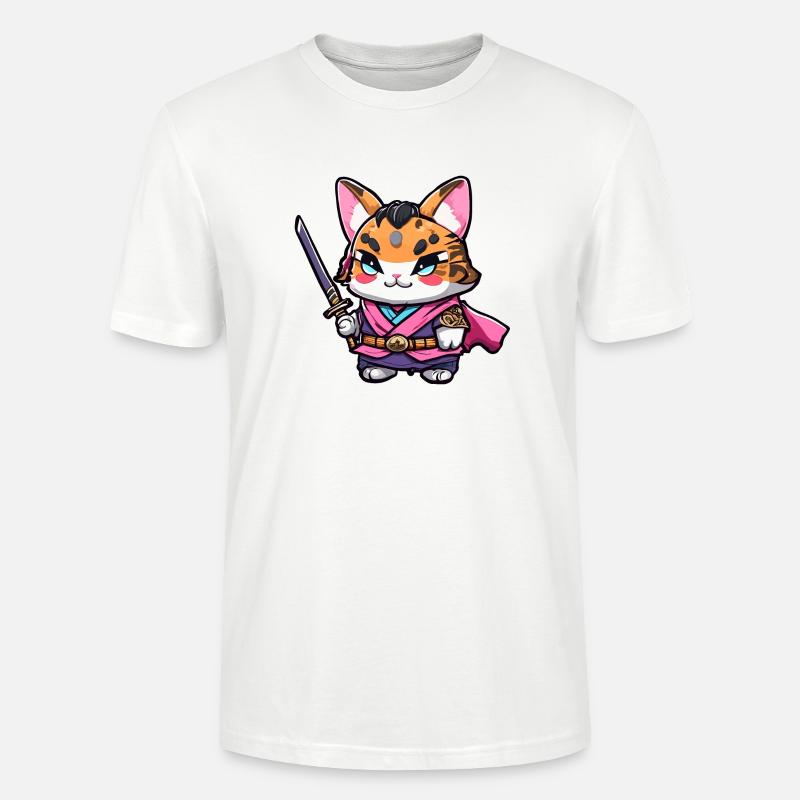 Samurai-Katze #18 - Stanley/Stella Unisex Bio-T-Shirt CRAFTER - Weiß