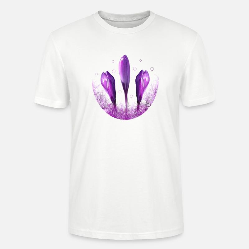 Crocus Crocus Fleurs Violettes - T-shirt bio CRAFTER Stanley Stella Unisexe - blanc