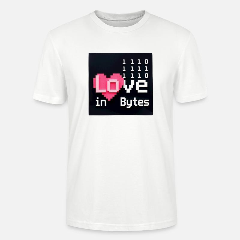 L’amour en octets Pixel Art - T-shirt bio CRAFTER Stanley Stella Unisexe - blanc