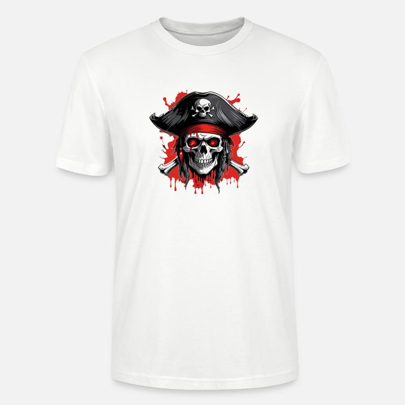 Piratenschädel mit Dreispitz und Blutspritzern - Stanley/Stella Unisex Bio-T-Shirt CRAFTER - Weiß