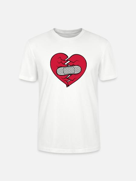 Patch heart broken - Stanley/Stella CRAFTER Unisex Organic T-Shirt - white