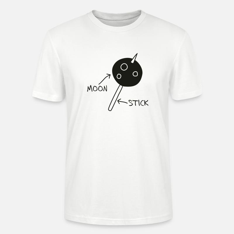 Moon on a Stick (white on dark background) - Stanley/Stella CRAFTER Unisex Organic T-Shirt - white