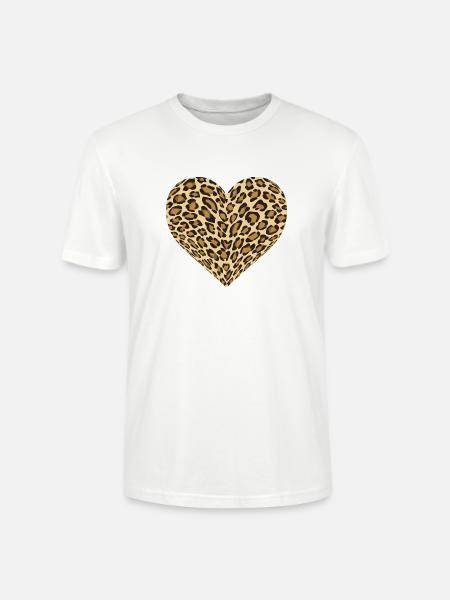 Leopard Heart - Stanley/Stella CRAFTER Unisex Organic T-Shirt - white