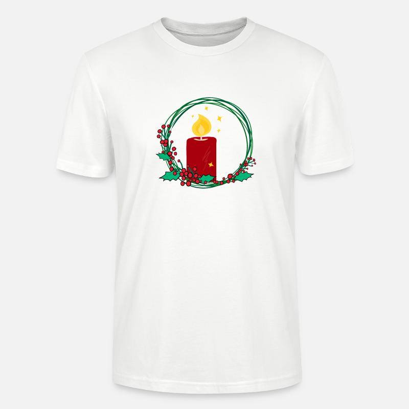 Weihnachtskranz mit Kerze - Stanley/Stella Unisex Bio-T-Shirt CRAFTER - Weiß