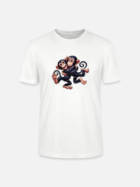 Schimpansen-Pärchen - Stanley/Stella Unisex Bio-T-Shirt CRAFTER - Weiß