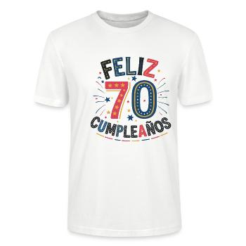 ¡Feliz 70 Cumpleaños! - T-shirt bio CRAFTER Stanley Stella Unisexe - blanc - Devant - Alina (178cm) & Michal (187cm)