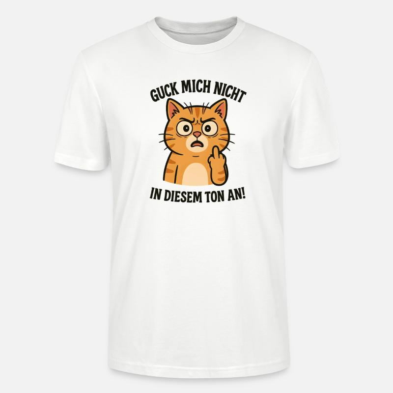 Katze mit Mittelfinger lustiger Spruch - Stanley/Stella Unisex Bio-T-Shirt CRAFTER - Weiß