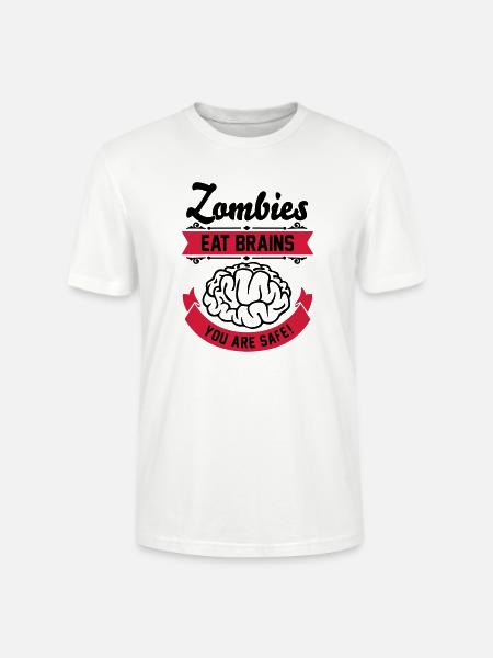 Zombies eat Brains you are safe! - T-shirt bio CRAFTER Stanley Stella Unisexe - blanc