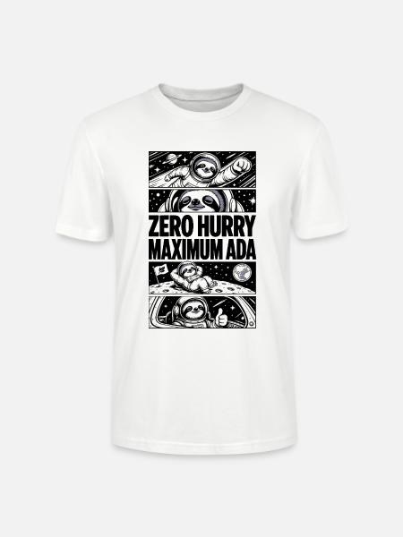 Zero Hurry Maximum Nada – Weltraumfaultier - Stanley/Stella Unisex Bio-T-Shirt CRAFTER - Weiß