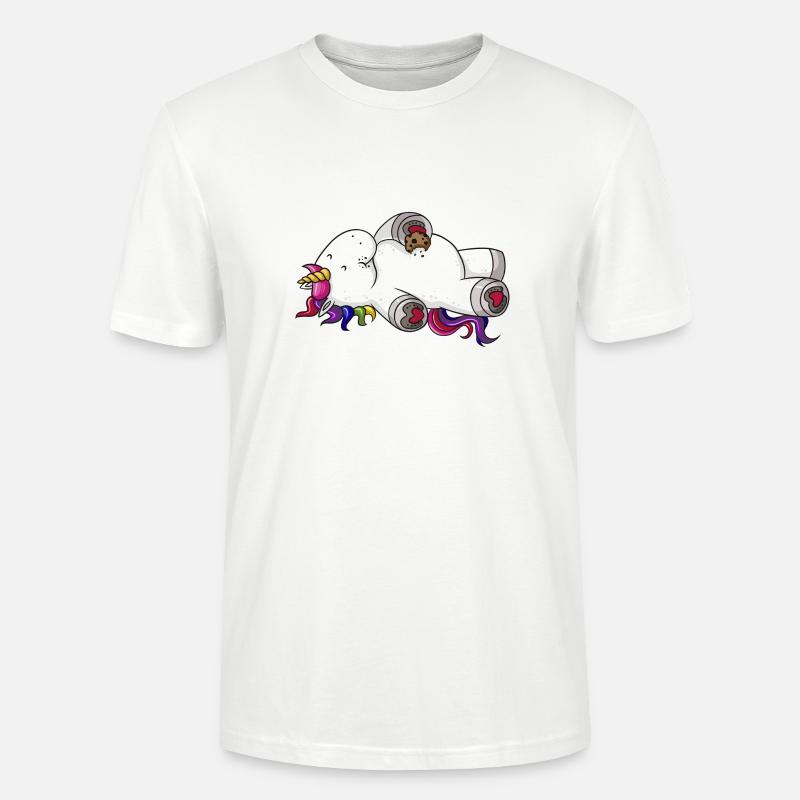 Mampfendes Comic Einhorn Regenbogen - Stanley/Stella Unisex Bio-T-Shirt CRAFTER - Weiß