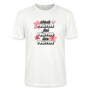 Think Positive Feel Positive Live Positive Women - Stanley/Stella CRAFTER Unisex Organic T-Shirt - white - Front - Alina (178cm) & Michal (187cm)
