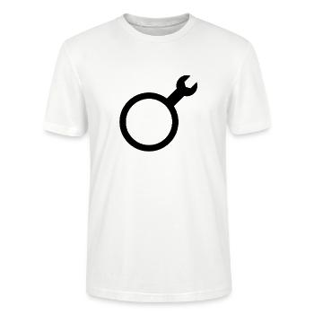 Mechanischer männlicher Stecker - Stanley/Stella Unisex Bio-T-Shirt CRAFTER - Weiß - Vorne - Alina (178cm) & Michal (187cm)